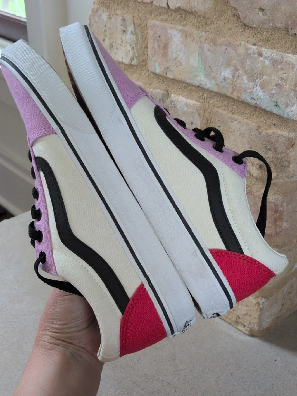 VANS I New Ward Color Block Cream, Black, Red & Purple Sneaker Skater Shoes, 9.5 - Picture 10 of 14
